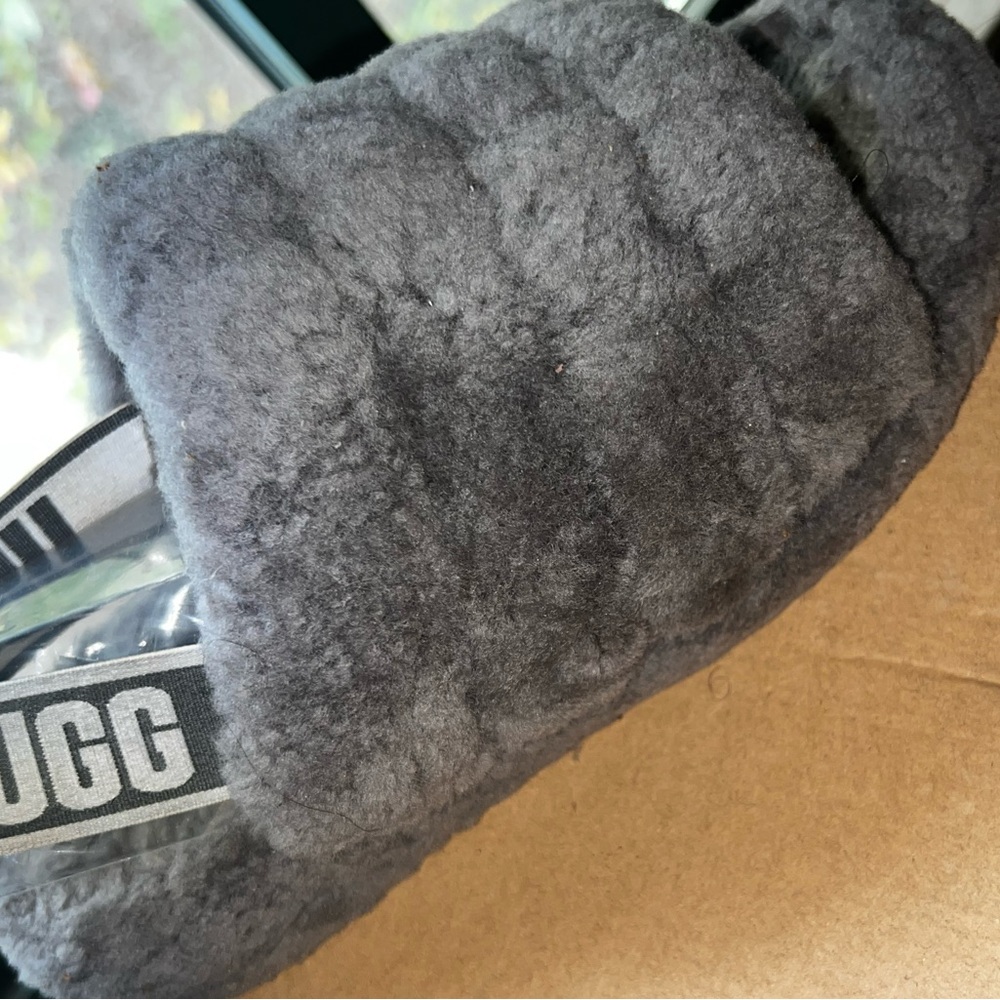 UGG Charcoal Fluffy Slides